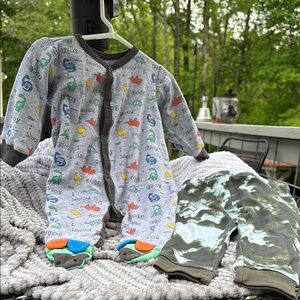 Koala Kids Gray and Green Footies One Piece & Tucker + Tate Sleepwear bottoms